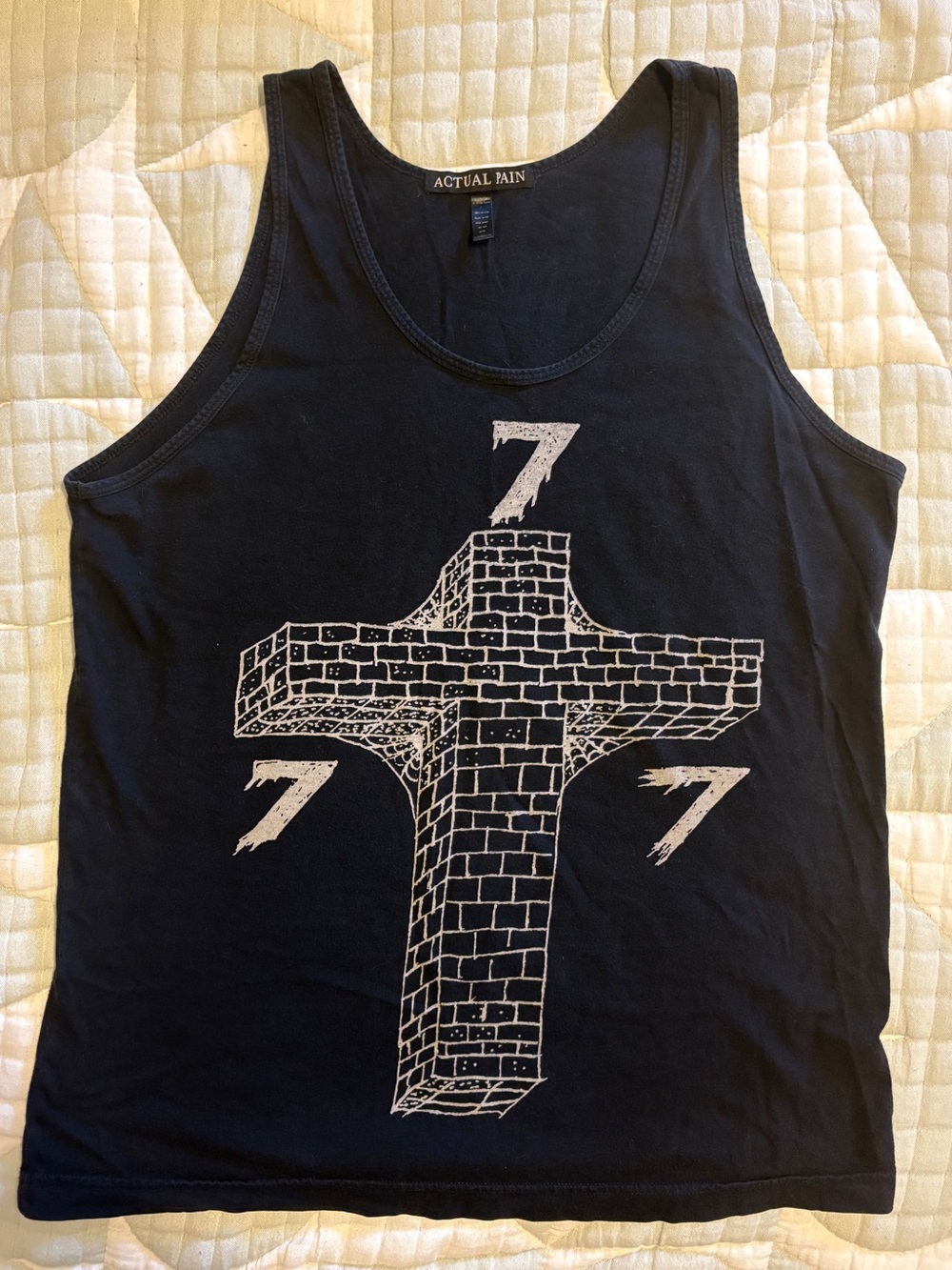 Actual Pain Mens Large Tank Top 777 Brick Cross